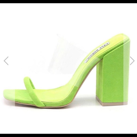 Open Toe Lucite Strap Mule Block Heel - Picture 2 of 2